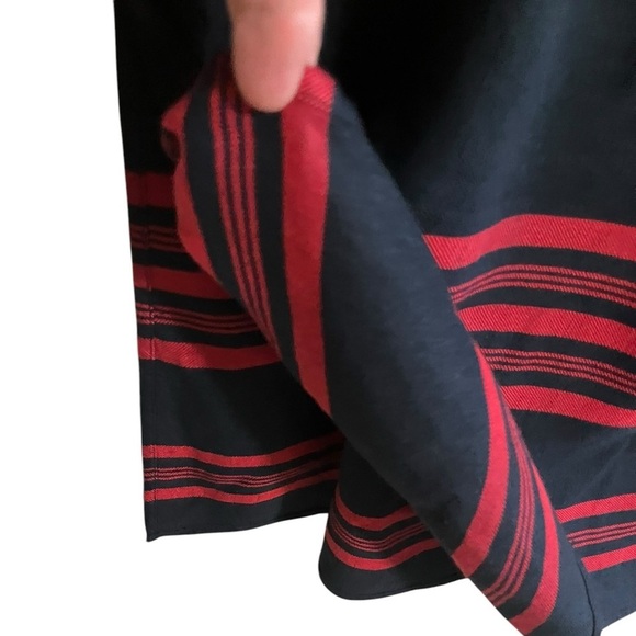 J Jill Maxi Skirt Linen Blend LagenLook Black Red Stripe Side Slits Womens Med - Picture 5 of 11